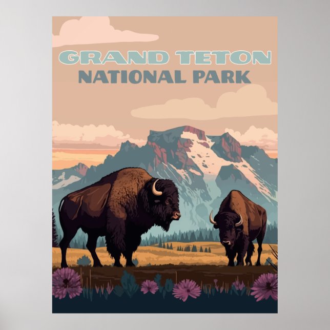 Poster Grand Teton National Park Jackson Wyoming Mountain (Frente)
