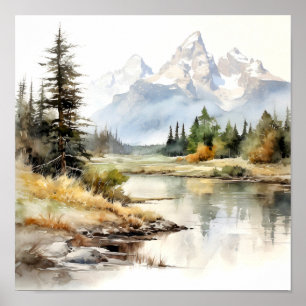 Poster Grand Teton National Park Watercolor