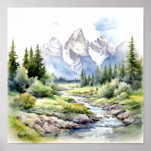 Poster Grand Teton National Park Watercolor