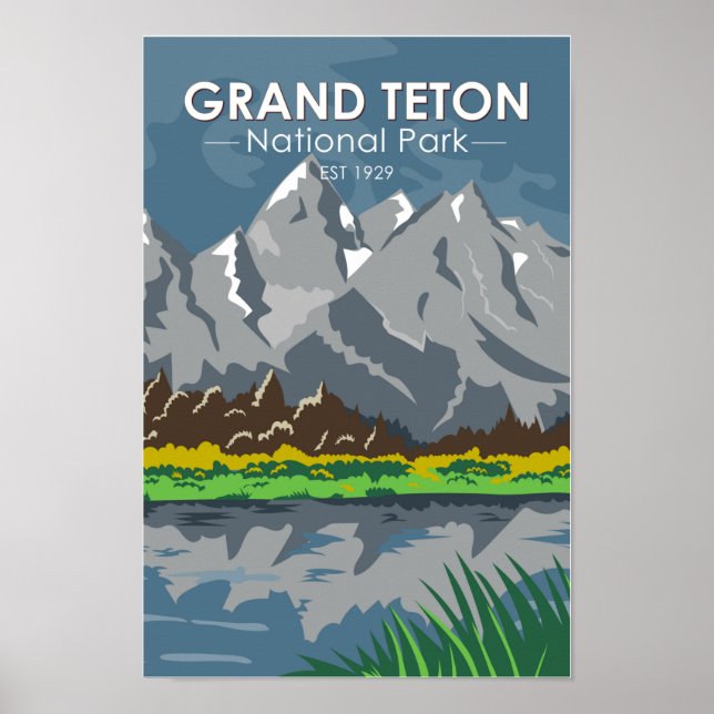 Poster Grand Teton National Park Wyoming Vintage (Frente)