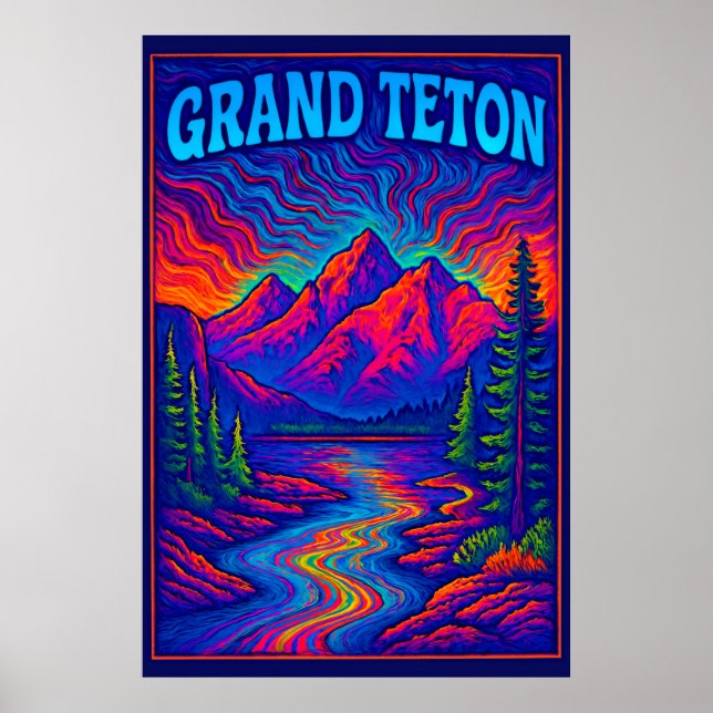 Poster Grand Teton Psicodélico (Frente)