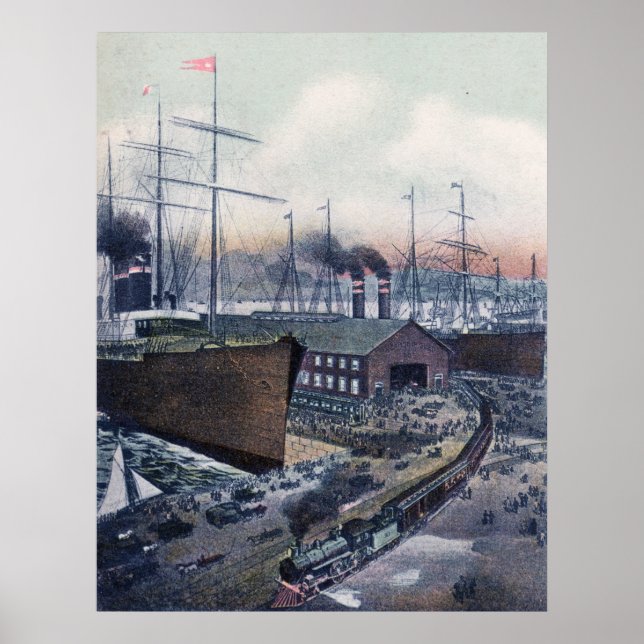 Póster Grand Trunk Ry Portland, Cais De Vapor Maine (Frente)