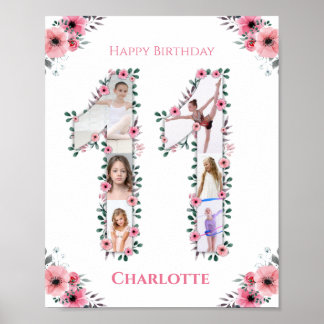 Poster Grande 11 Birthday Rapariga Fotografia Collage Flo