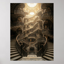 Poster Grande Arquitetura da Escada Infinita