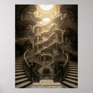 Poster Grande Arquitetura da Escada Infinita