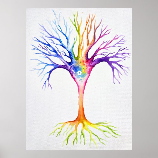 Poster Grande árvore neuronal colorida (Frente)