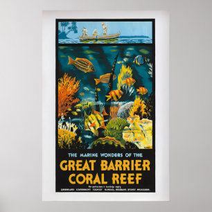 Poster Grande Barreira de Coral Cartaz de Viagem Antigo 1
