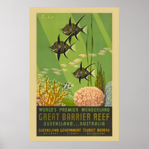 Poster Grande Barreira de Coral Queensland Clássico dos a