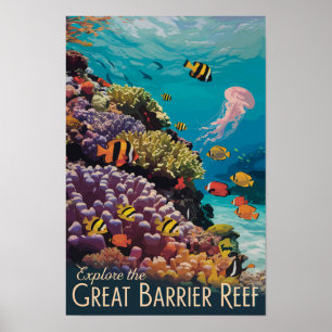 Poster Grande Barreira de Coral Queensland Viagem Arte Vi
