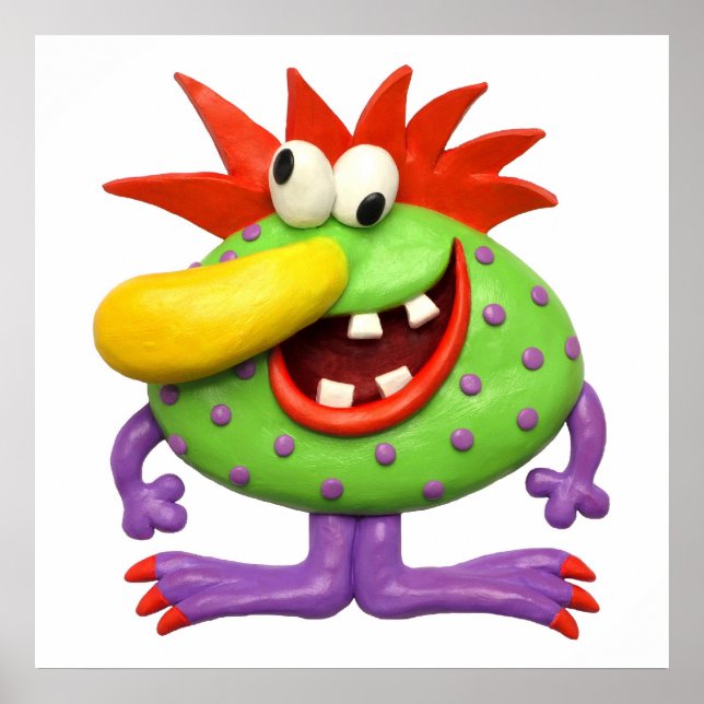 Poster Grande Bebê Monstro de Nariz Amarelo para Churrasc (Frente)