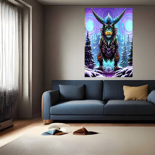 Poster Grande besta de fantasia assustadora AI Art Post