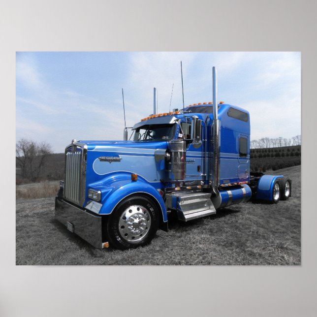 Poster Grande Blue Kenworth W900L (Frente)