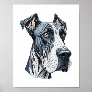 Poster Grande Cabeça de Dane Estilizada