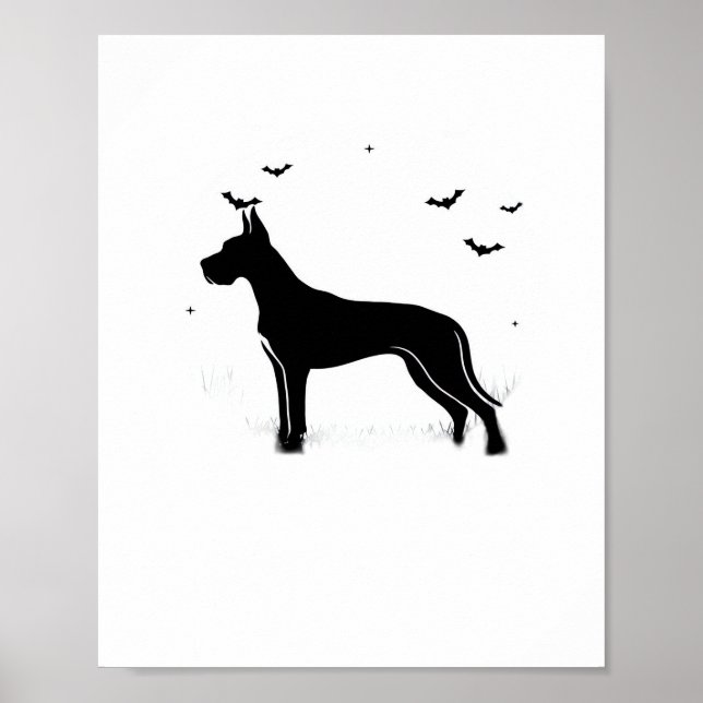 Poster Grande Cachorro de Dane - Silhueta de Lua de Hallo (Frente)