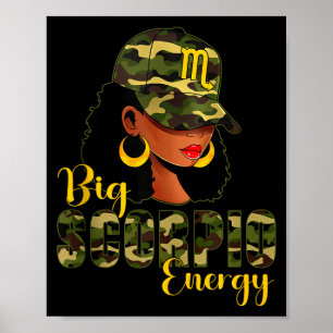 Poster Grande Camuflagem de Energia de Escorpião Preta Fe