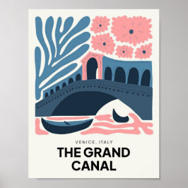 Poster Grande Canal Venice Itália abstrato viagem floral