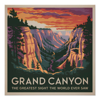 Póster Grande Canyon EUA vintage