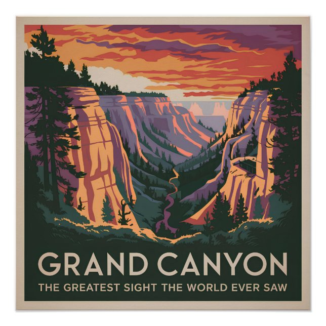 Póster Grande Canyon EUA vintage (Frente)