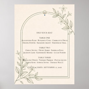 Poster Grande Carta de Assentos de Casamento Botânico de