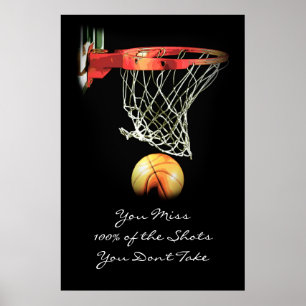 Poster Grande Cartaz de Citação Motivacional de Basqueteb