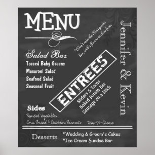 Póster Grande Cartaz de Menu de Casamento com Estilo de Q