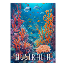 Póster Grande Cartaz de Viagem da Grande Barreira de Cora