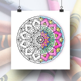 Poster Grande Coloração para Adultos de Mandala