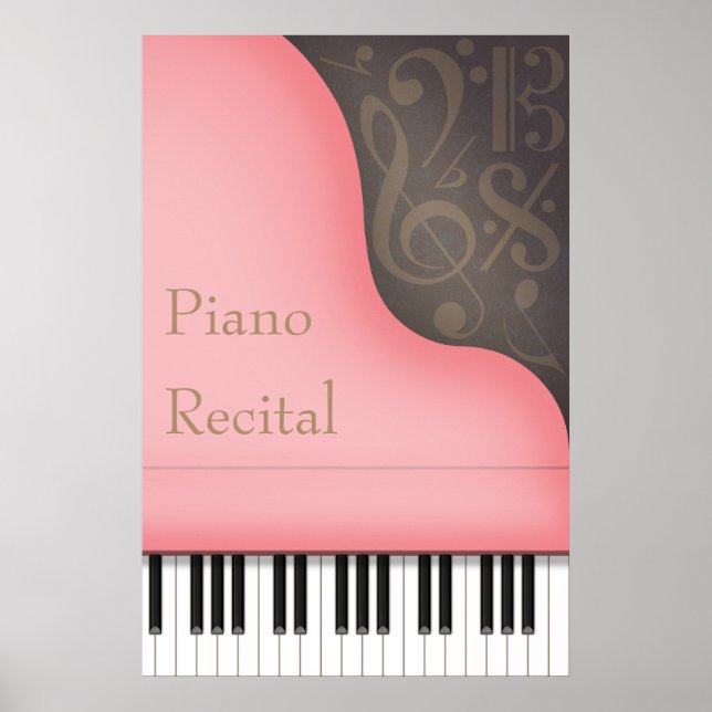 Poster Grande concerto personalizável para piano cor-de-r (Frente)