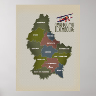 Poster Grande concha do mapa do luxemburgo