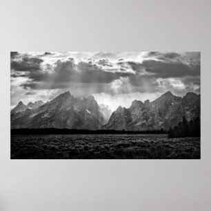 Poster Grande Cordilheira Teton em Preto e Branco