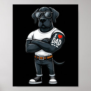 Poster Grande Dane Adoro Tatuagem De Cachorro Engraçado P