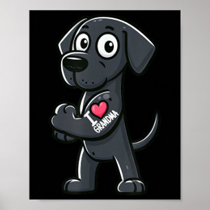 Poster Grande Dane Adoro Tatuagem De Cachorro Engraçado P