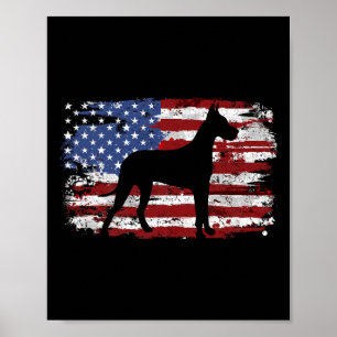 Poster Grande Dane Bandeira Americana Vintage