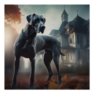 Póster Grande Dane do Halloween Assustador