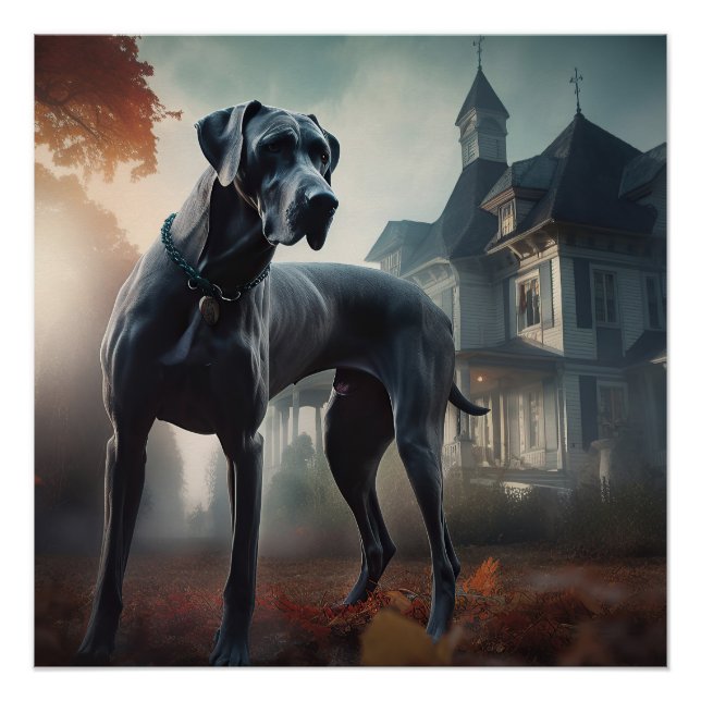 Póster Grande Dane do Halloween Assustador (Frente)