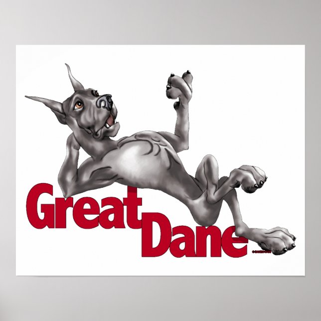 Póster Grande Dane Encostada De Pé Negro (Frente)