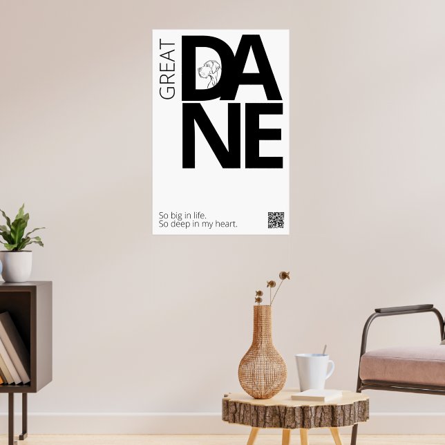 Poster Grande Dane Preto e Branco Minimalista  (Sala de Estar 3)