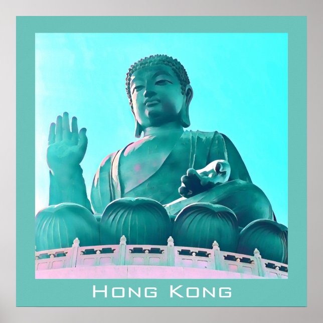 Poster Grande decor de viagem do Buda Hong Kong Lantau (Frente)