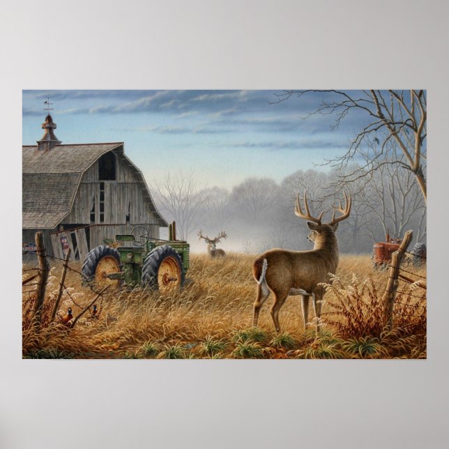 Poster Grande Deer Da Buck Mostra Na Fazenda (Frente)