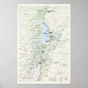Poster grande do mapa de Teton