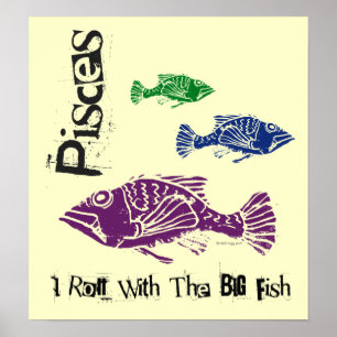 Poster grande do zodíaco dos peixes dos peixes