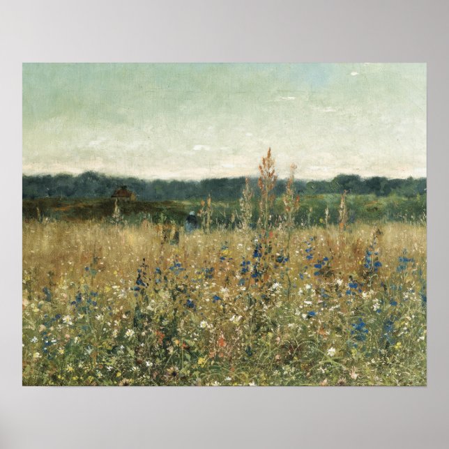Poster Grande Folhagem Floral Botânica Vintage Verde (Frente)