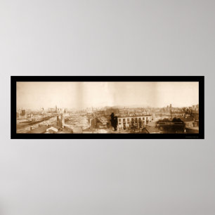Póster Grande foto 1871 de Chicago do fogo