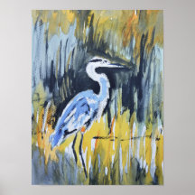 Grande Garça Azul Expressionista do Pântano