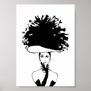 Poster Grande Ilustração De Moda De Chapéu De Pé