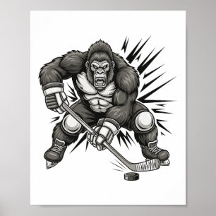 Poster Grande jogador de pé de Bigfoot jogando hóquei eng