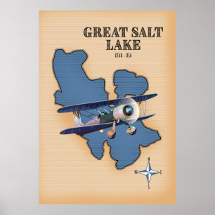 Poster Grande Lago Salgado Utah mapa estilo vintage