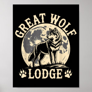 Poster Grande Lodge do Lobo Lobo Uivando Lua Cheia Cena d