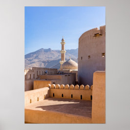 Poster Grande mesquita e minarete em Nizwa - Omã