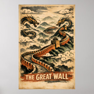 Poster Grande Muralha da China Viagem Vintage